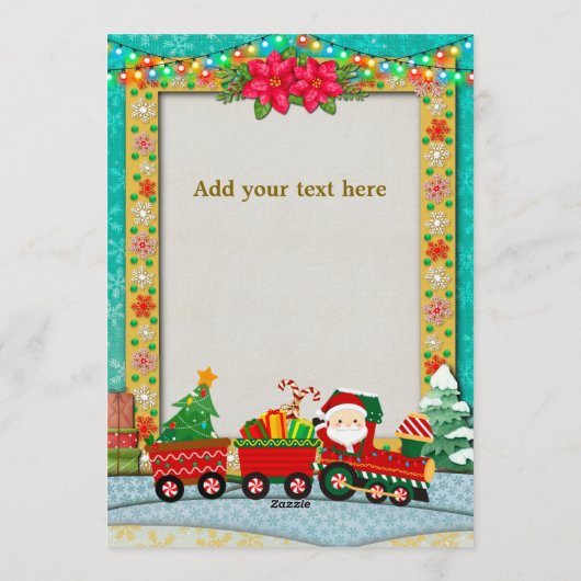 Christmas Train Birthday - All Aboard Kids Party 招待状 (裏面)