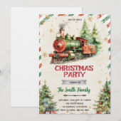 Christmas Train party Invitation 招待状 (正面/裏面)