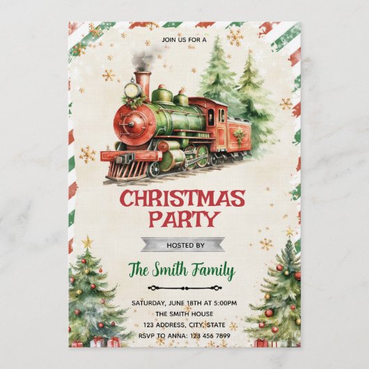 Christmas Train party Invitation 招待状 (正面)