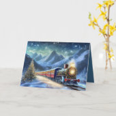 Christmas Train with Added Photo カード (黄色い花)