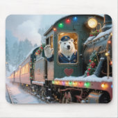 Christmas Train With Waving Polar Bear マウスパッド (正面)