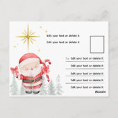 Christmas Travel Watercolor Santa Pine Trees ポストカード (裏面)