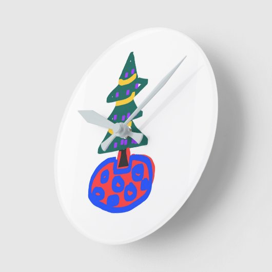 Christmas Tree ラウンド壁時計 (傾斜)