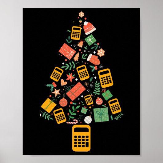 Christmas Tree Accountant Calculator Finance Chris ポスター (正面)