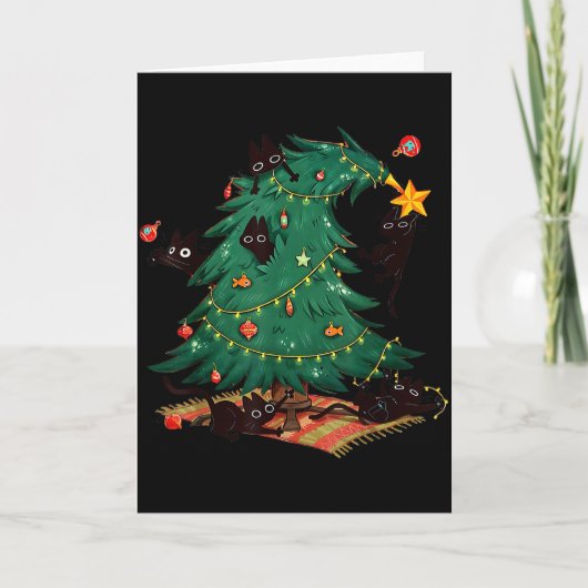 Christmas Tree And Cat Cute Christmas Cat Lover  カード (正面)