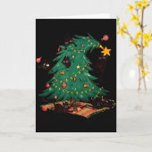 Christmas Tree And Cat Cute Christmas Cat Lover  カード (黄色い花)