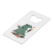 Christmas Tree and Cat Cute Christmas Cat Lover クレジットカード栓抜き (正面アングル)