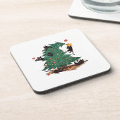 Christmas Tree and Cat Cute Christmas Cat Lover コースター (左側)