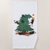 Christmas Tree and Cat Cute Christmas Cat Lover ビーチタオル (正面)