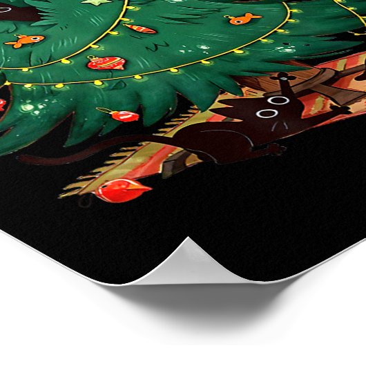 Christmas Tree And Cat Cute Christmas Cat Lover ポスター (角)