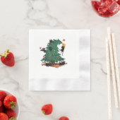 Christmas Tree and Cat Cute Christmas Cat Lover 縁ありカクテルナプキン (インサイチュ)