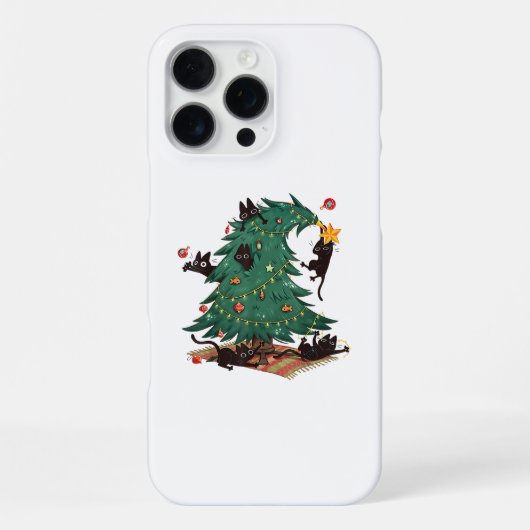 Christmas Tree and Cat Cute Christmas Cat Lover iPhoneケース (裏面)