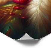 Christmas Tree and Flowers on a Beautiful Wall ポスター (角)