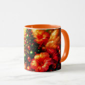 Christmas Tree and Flowers on Personalized Coffee マグカップ (正面右)