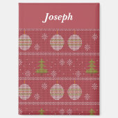 Christmas tree and ornament woven red マグネット (正面)