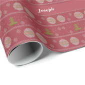 Christmas tree and ornament woven red ラッピングペーパー (ロールコーナー)