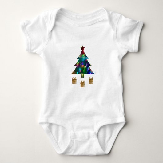 Christmas Tree and Presents Baby Bodysuit ベビーボディスーツ (正面)