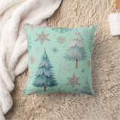 Christmas Tree and Snowflake Throw Pillow クッション (ブランケット)