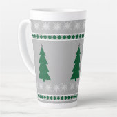 Christmas Tree and Snowflakes Pattern, カフェラテマグ (左アングル)