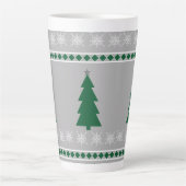 Christmas Tree and Snowflakes Pattern, カフェラテマグ (正面)