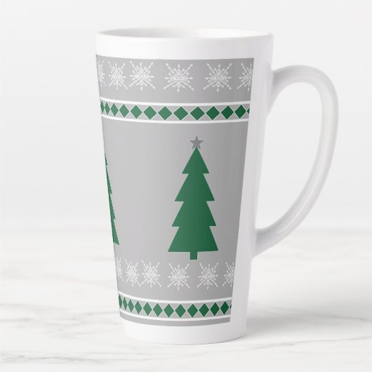 Christmas Tree and Snowflakes Pattern, カフェラテマグ (右)