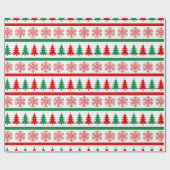 Christmas Tree and Snowflakes Print Wrapping Paper ラッピングペーパー (フラット)