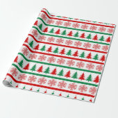 Christmas Tree and Snowflakes Print Wrapping Paper ラッピングペーパー (アンロールド)