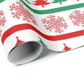 Christmas Tree and Snowflakes Print Wrapping Paper ラッピングペーパー (ロールコーナー)