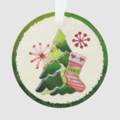 Christmas Tree and Stocking Whimsey オーナメント (正面)