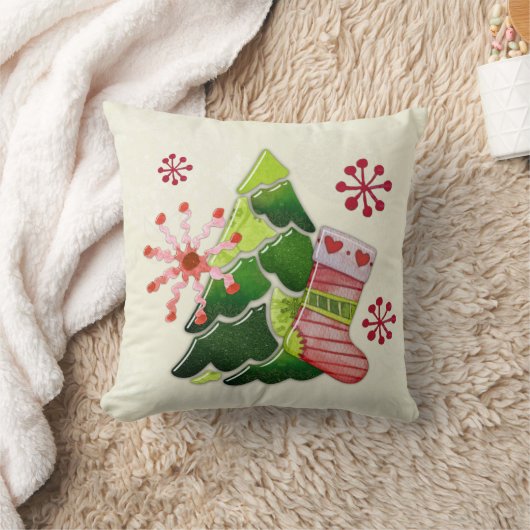 Christmas Tree and Stocking Whimsey クッション (ブランケット)