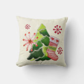 Christmas Tree and Stocking Whimsey クッション (正面)