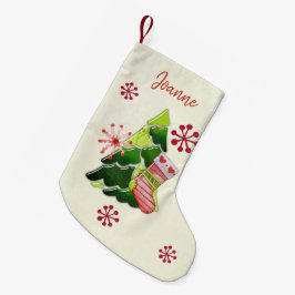 Christmas Tree and Stocking Whimsey スモールクリスマスストッキング