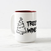 Christmas Tree and Wine Design ツートーンマグカップ (正面左)
