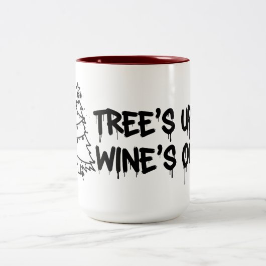 Christmas Tree and Wine Design ツートーンマグカップ (中央)