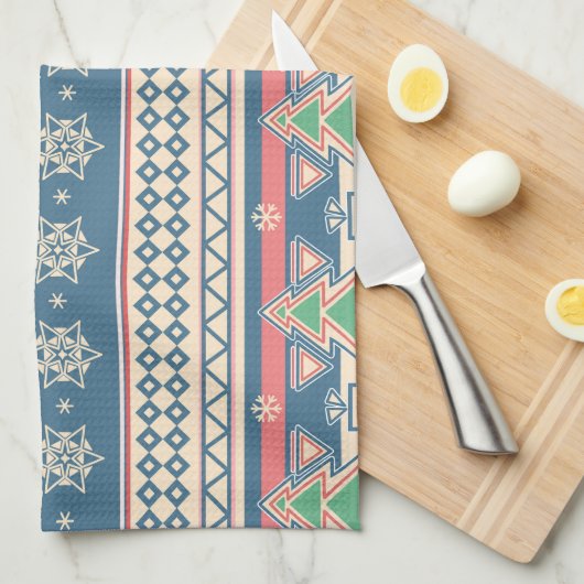 Christmas Tree Aztec Style - Unique Holiday キッチンタオル (四つ折り)