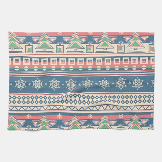 Christmas Tree Aztec Style - Unique Holiday キッチンタオル (横)