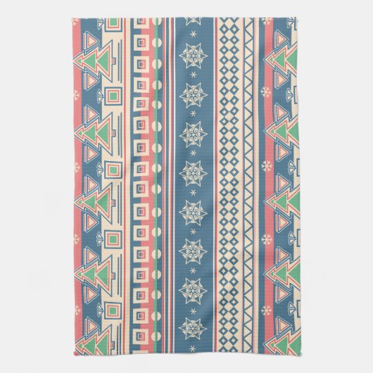 Christmas Tree Aztec Style - Unique Holiday キッチンタオル (縦)