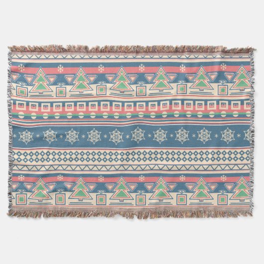 Christmas Tree Aztec Style - Unique Holiday スローブランケット (正面)