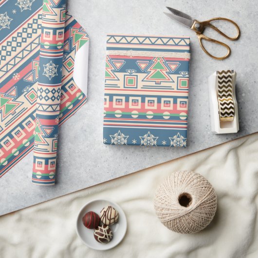 Christmas Tree Aztec Style - Unique Holiday ラッピングペーパー (クラフト)