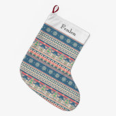 Christmas Tree Aztec Style - Unique Holiday ラージクリスマスストッキング (正面 (吊り時))