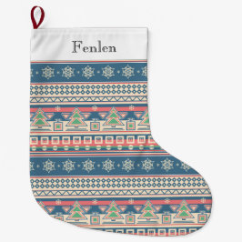 Christmas Tree Aztec Style - Unique Holiday ラージクリスマスストッキング