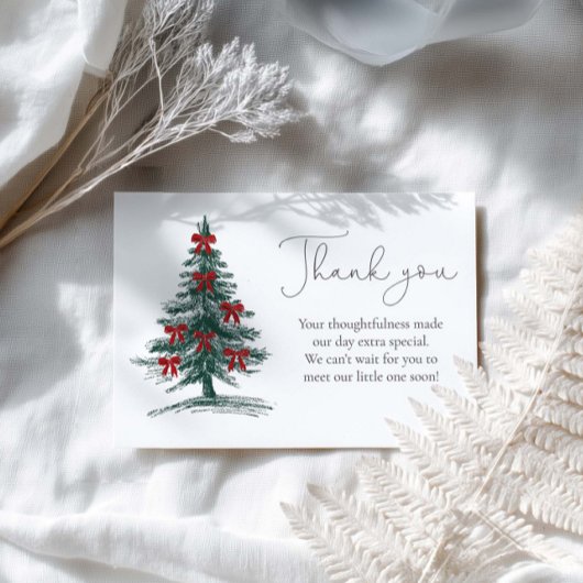 Christmas tree Baby Shower Thank You Card サンキューカード