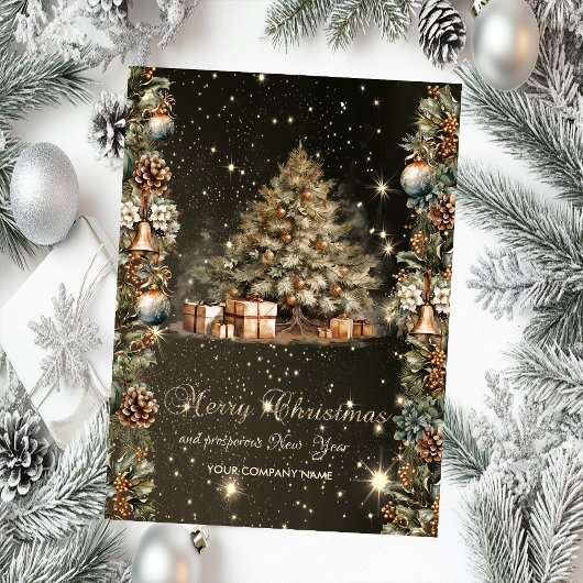  Christmas Tree,Balls,Bells,Pinecones Corporate シーズンカード