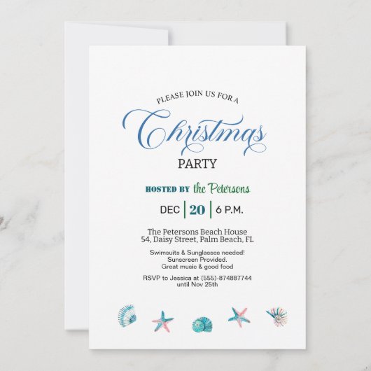 Christmas Tree Beach Christmas Party 招待状 (裏面)