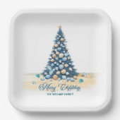 Christmas Tree Beach Merry Christmas ペーパープレート (正面)