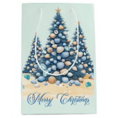 Christmas Tree Beach Merry Christmas ミディアムペーパーバッグ (正面)