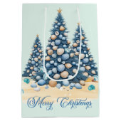 Christmas Tree Beach Merry Christmas ミディアムペーパーバッグ (裏面)