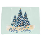 Christmas Tree Beach Merry Christmas ラージペーパーバッグ (正面)