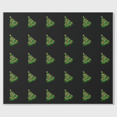 Christmas Tree Black Gift Wrapping Paper  ラッピングペーパー (フラット)