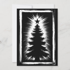 Christmas Tree Black & White Grunge & Distressed シーズンカード